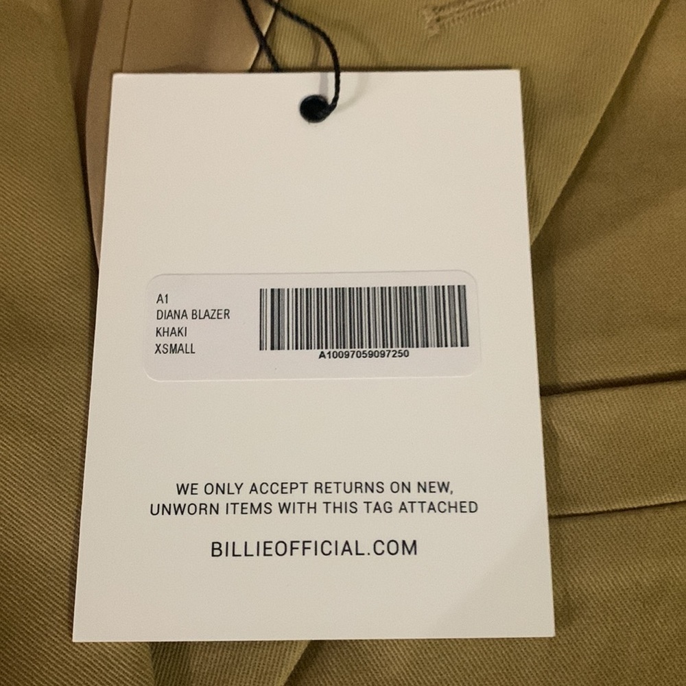 Billie the Label New With Tags Diana Blazer Color Khaki Size XS - Picture 13 of 15